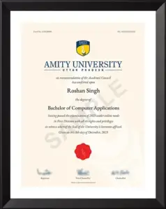 Amity University BCA Sample Certificate