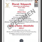 Bharti Vidyapeeth Sample Certificate
