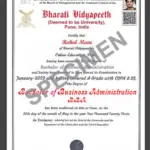 Bharti Vidyapeeth Sample Certificate