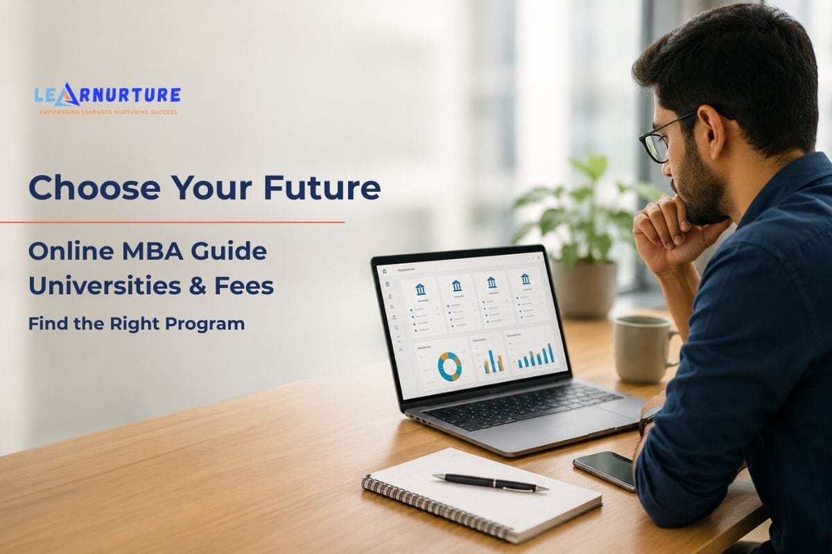 Working professional exploring online MBA programs in India on a laptop