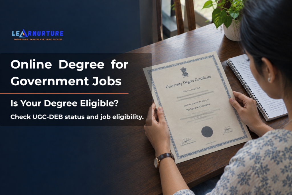 Online degree eligibility for government jobs in India with degree certificate and recruitment notification.