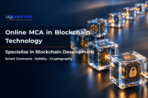 Online MCA in Blockchain Technology featuring blockchain networks, smart contracts and cryptography.